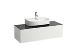 LAUFEN Sonar Schubladenelement/Sideboard H4054510341431 117,5x34x45,5cm, Ausschnitt Mitte, Weiß matt/Nero Marquina