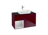 Villeroy und Boch Finion Waschtischunterschrank F772GJHB 100cm, Abdeckplatte black matt, Regale Light grey matt lacquer, Peony Matt