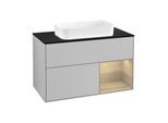 Villeroy und Boch Finion Waschtischunterschrank G662PCGJ 100x60,3x50,1cm, Regal rechts Oak Veneer, Light grey matt