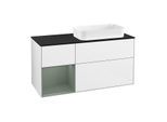 Villeroy und Boch Finion Waschtischunterschrank F682GMGF 120x60,3x50,1cm, Regal links Olive Matt Lacquer, Glossy white lacquer