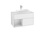 Villeroy und Boch Finion Waschtischunterschrank F771GJGF 100cm, Abdeckplatte white matt, Regale Light grey matt lacquer, Glossy white lacquer