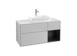 Villeroy und Boch Finion Waschtischunterschrank F831PDGJ 120cm, Abdeckplatte white matt, Regale Black matt lacquer, Light grey matt