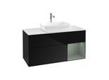 Villeroy und Boch Finion Waschtischunterschrank F831GMPH 120cm, Abdeckplatte white matt, Regale Olive matt lacquer, Glossy Black Lacquer