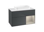 Villeroy und Boch Finion Waschtischunterschrank G661HHHG 100x60,3x50,1cm, Regal rechts Sand Matt, Midnight Blue Matt Lacquer