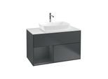 Villeroy und Boch Finion Waschtischunterschrank F771HGHG 100cm, Abdeckplatte white matt, Regale Midnight matt lacquer, Midnight Blue Matt Lacquer