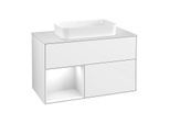 Villeroy und Boch Finion Waschtischunterschrank G651GFGF 100x60,3x50,1cm, Regal links Glossy white lacquer, Glossy white lacquer