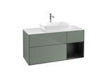 Villeroy und Boch Finion Waschtischunterschrank G831PDGM 120cm, Abdeckplatte white matt, Emotion, Regale Black matt lacquer, Olive Matt Lacquer