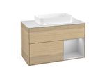 Villeroy und Boch Finion Waschtischunterschrank G661GJPC 100x60,3x50,1cm, Regal rechts Light grey matt, Oak Veneer