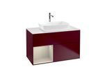 Villeroy und Boch Finion Waschtischunterschrank F771HHHB 100cm, Abdeckplatte white matt, Regale sand matt lacquer, Peony Matt