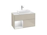 Villeroy und Boch Finion Waschtischunterschrank F771MTHH 100cm, Abdeckplatte white matt, Regale White matt lacquer, Sand Matt Lacquer