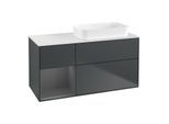 Villeroy und Boch Finion Waschtischunterschrank F681GKHG 120x60,3x50,1cm, Regal links Anthracite matt, Midnight Blue Matt Lacquer