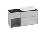 Villeroy und Boch Finion Waschtischunterschrank F682GKGJ 120x60,3x50,1cm, Regal links Anthracite matt, Light grey matt