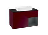 Villeroy und Boch Finion Waschtischunterschrank F662HGHB 100x60,3x50,1cm, Regal rechts Midnight Blue Matt Lacquer, Peony Matt