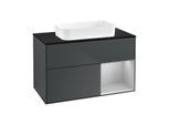 Villeroy und Boch Finion Waschtischunterschrank F662GJHG 100x60,3x50,1cm, Regal rechts Light grey matt, Midnight Blue Matt Lacquer