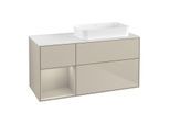 Villeroy und Boch Finion Waschtischunterschrank F681HHHH 120x60,3x50,1cm, Regal links Sand Matt Lacquer, Sand Matt Lacquer