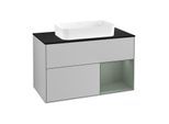 Villeroy und Boch Finion Waschtischunterschrank F662GMGJ 100x60,3x50,1cm, Regal rechts Olive Matt Lacquer, Light grey matt