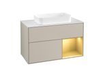 Villeroy und Boch Finion Waschtischunterschrank G661HFHH 100x60,3x50,1cm, Regal rechts Gold matt, Sand Matt Lacquer