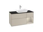 Villeroy und Boch Finion Waschtischunterschrank G832HHHH 120cm, Abdeckplatte black matt, Emotion, Regale sand matt lacquer, Sand Matt Lacquer