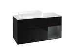 Villeroy und Boch Finion Waschtischunterschrank F691HGPH 120x60,3x50,1cm, Regal rechts Midnight Blue Matt Lacquer, Glossy Black Lacquer