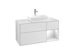Villeroy und Boch Finion Waschtischunterschrank F831MTMT 120cm, Abdeckplatte white matt, Regale White matt lacquer, White matt lacquer
