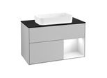 Villeroy und Boch Finion Waschtischunterschrank G662GFGJ 100x60,3x50,1cm, Regal rechts Glossy white lacquer, Light grey matt