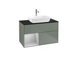 Villeroy und Boch Finion Waschtischunterschrank F772GJGM 100cm, Abdeckplatte black matt, Regale Light grey matt lacquer, Olive Matt Lacquer