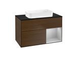 Villeroy und Boch Finion Waschtischunterschrank G662GJGN 100x60,3x50,1cm, Regal rechts Light grey matt, Walnut veneer