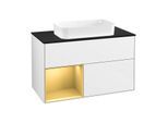Villeroy und Boch Finion Waschtischunterschrank G652HFGF 100x60,3x50,1cm, Regal links Gold matt, Glossy white lacquer