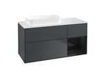 Villeroy und Boch Finion Waschtischunterschrank F691PHHG 120x60,3x50,1cm, Regal rechts Glossy Black Lacquer, Midnight Blue Matt Lacquer