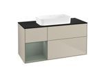Villeroy und Boch Finion Waschtischunterschrank G702GMHH 120x60,3x50,1cm, Regal rechts Olive Matt Lacquer, Sand Matt Lacquer