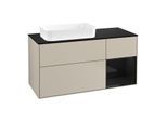 Villeroy und Boch Finion Waschtischunterschrank G692PHHH 120x60,3x50,1cm, Regal rechts Glossy Black Lacquer, Sand Matt Lacquer
