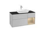 Villeroy und Boch Finion Waschtischunterschrank G832PCGJ 120cm, Abdeckplatte black matt, Emotion, Regale Oak Veneer, Light grey matt
