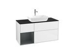 Villeroy und Boch Finion Waschtischunterschrank G822HGGF 120cm, Abdeckplatte black matt, Emotion, Regale Midnight matt lacquer, Glossy white lacquer