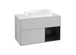 Villeroy und Boch Finion Waschtischunterschrank G661PHGJ 100x60,3x50,1cm, Regal rechts Glossy Black Lacquer, Light grey matt