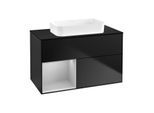 Villeroy und Boch Finion Waschtischunterschrank G652GJPD 100x60,3x50,1cm, Regal links Light grey matt, Black matt lacquer
