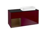 Villeroy und Boch Finion Waschtischunterschrank F682GNHB 120x60,3x50,1cm, Regal links Walnut veneer, Peony Matt