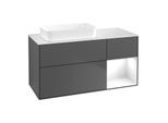 Villeroy und Boch Finion Waschtischunterschrank F691GFGK 120x60,3x50,1cm, Regal rechts Glossy white lacquer, Anthracite matt