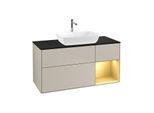 Villeroy und Boch Finion Waschtischunterschrank G832HFHH 120cm, Abdeckplatte black matt, Emotion, Regale Gold matt lacquer, Sand Matt Lacquer