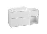 Villeroy und Boch Finion Waschtischunterschrank G691GJMT 120x60,3x50,1cm, Regal rechts Light grey matt, White matt lacquer
