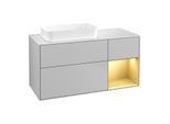 Villeroy und Boch Finion Waschtischunterschrank F691HFGJ 120x60,3x50,1cm, Regal rechts Gold matt, Light grey matt