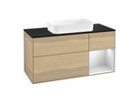 Villeroy und Boch Finion Waschtischunterschrank G712MTPC 120x60,3x50,1cm, Regal rechts White matt lacquer, Oak Veneer