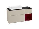 Villeroy und Boch Finion Waschtischunterschrank F692HBHH 120x60,3x50,1cm, Regal rechts Peony, Sand Matt Lacquer