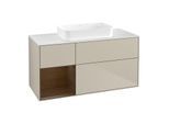 Villeroy und Boch Finion Waschtischunterschrank F701GNHH 120x60,3x50,1cm, Regal links Walnut veneer, Sand Matt Lacquer