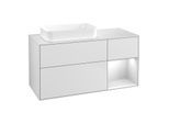 Villeroy und Boch Finion Waschtischunterschrank G691MTMT 120x60,3x50,1cm, Regal rechts White matt lacquer, White matt lacquer