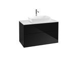 Villeroy und Boch Finion Waschtischunterschrank F76100PH 100x60,3cm, Abdeckplatte white matt, Glossy Black Lacquer