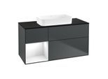 Villeroy und Boch Finion Waschtischunterschrank G702GFHG 120x60,3x50,1cm, Regal rechts Glossy white lacquer, Midnight Blue Matt Lacquer