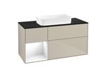 Villeroy und Boch Finion Waschtischunterschrank G702GFHH 120x60,3x50,1cm, Regal rechts Glossy white lacquer, Sand Matt Lacquer