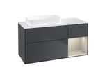 Villeroy und Boch Finion Waschtischunterschrank F691HHHG 120x60,3x50,1cm, Regal rechts Sand Matt, Midnight Blue Matt Lacquer