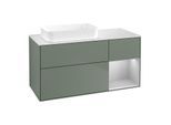 Villeroy und Boch Finion Waschtischunterschrank F691GJGM 120x60,3x50,1cm, Regal rechts Light grey matt, Olive Matt Lacquer