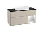 Villeroy und Boch Finion Waschtischunterschrank G712MTHH 120x60,3x50,1cm, Regal rechts White matt lacquer, Sand Matt Lacquer